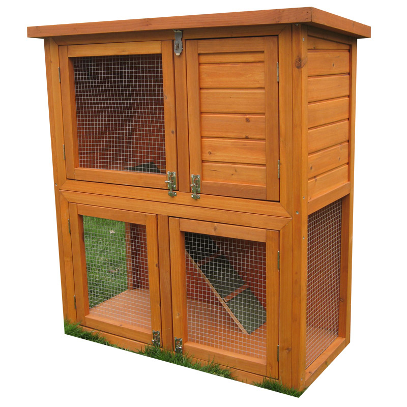wooden rabbit hutch with tray